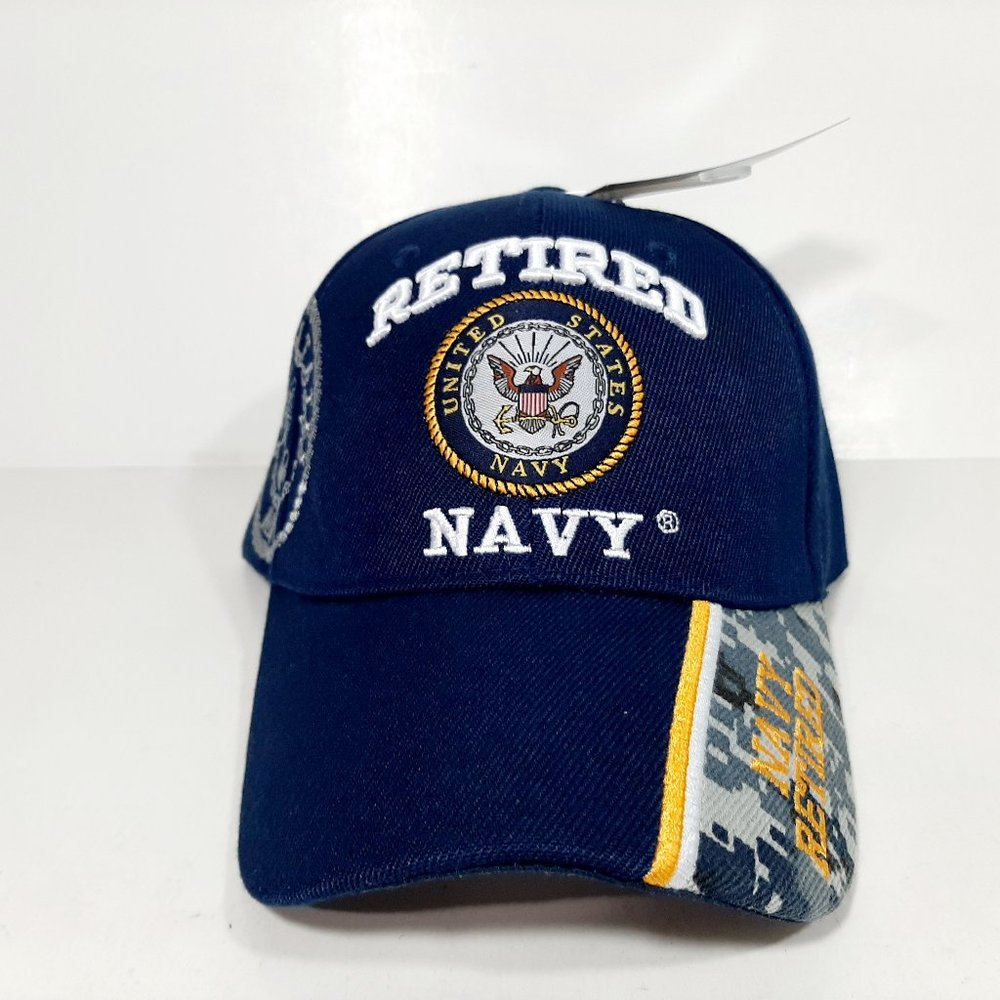 US NAVY RETIRED USN ROUND SHADOW BALL CAP HAT NAVY